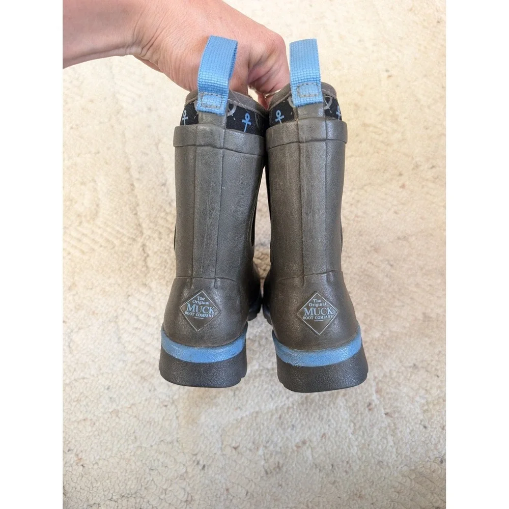 Infant Muck Boot Co Grey Blue Rain Boots Size 8 Good Nautical Anchor Waterproof